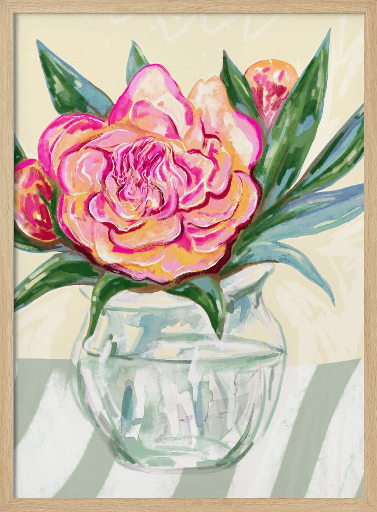 Peony in Glass Vase | Poster