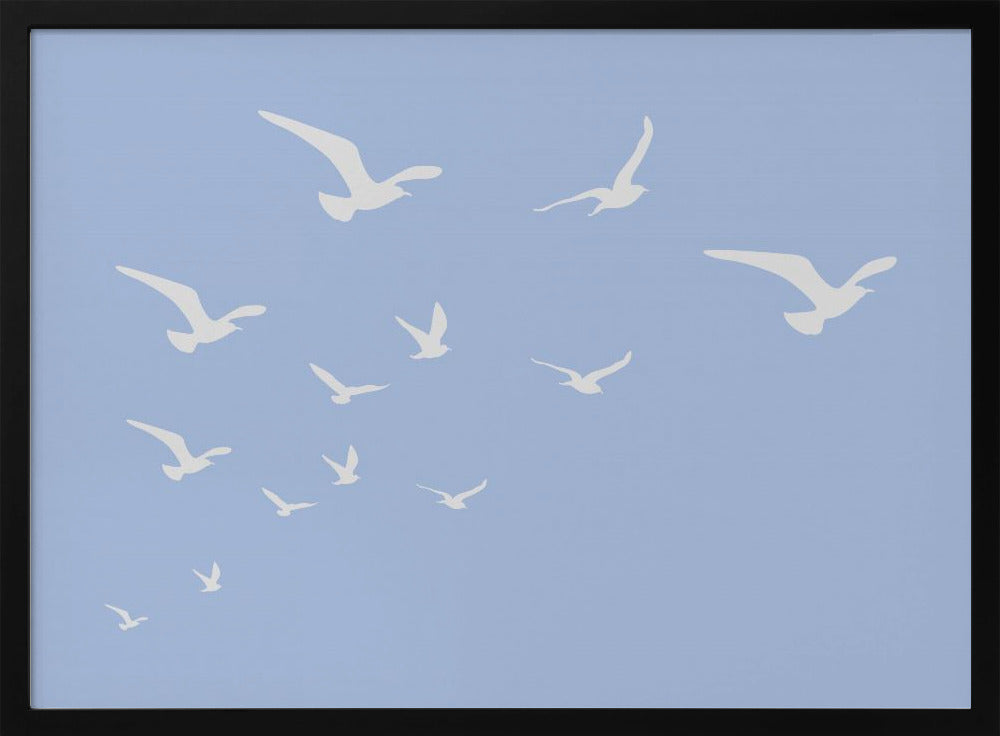 Seagulls Blue Background | Poster