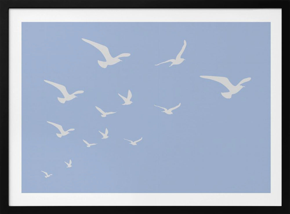 Seagulls Blue Background | Poster