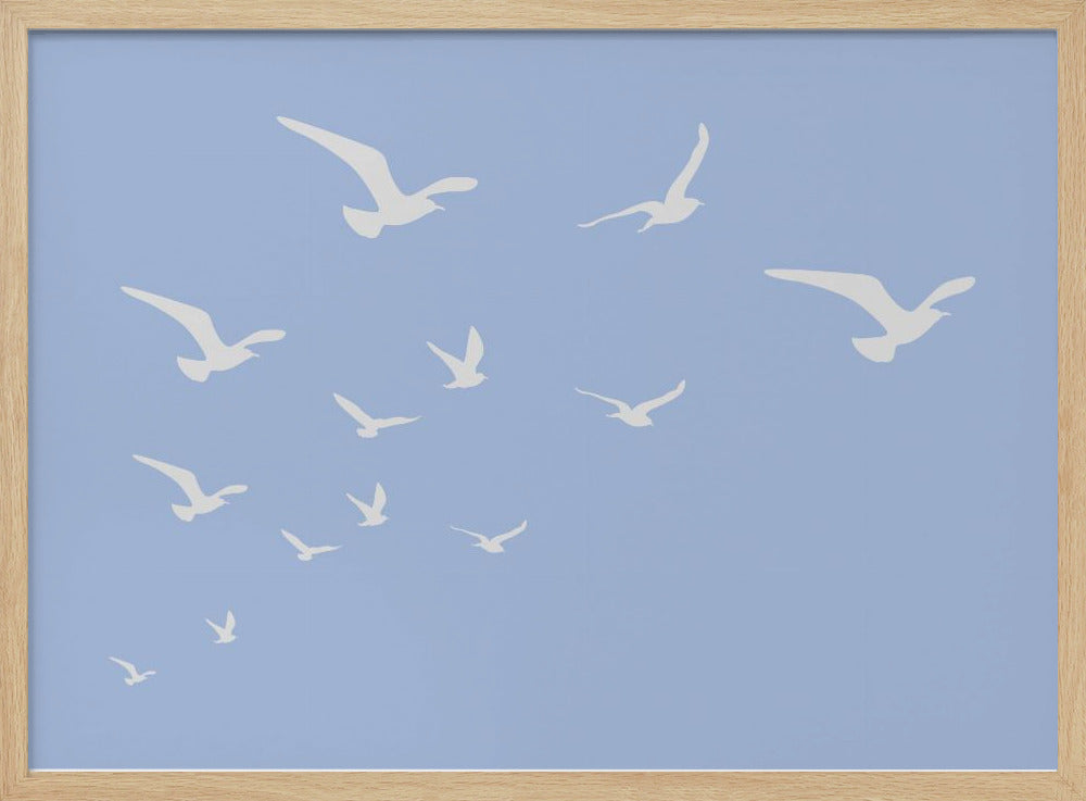 Seagulls Blue Background | Poster