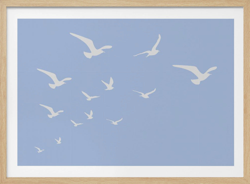 Seagulls Blue Background | Poster