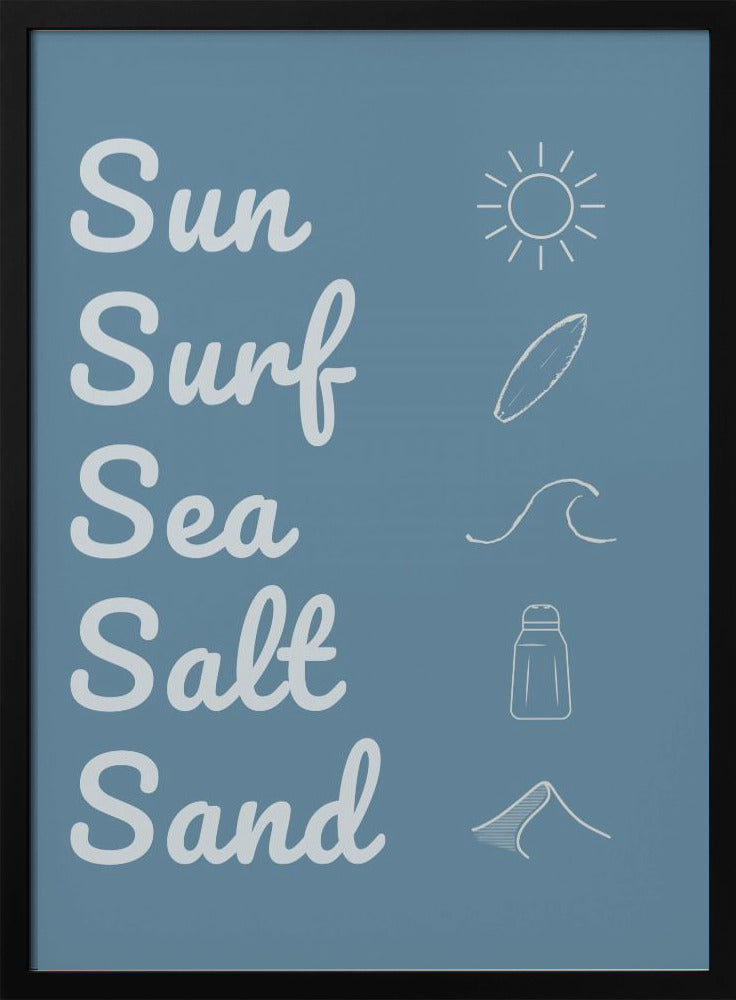 Sun Surf Sea Salt Sand Dark Blue | Poster