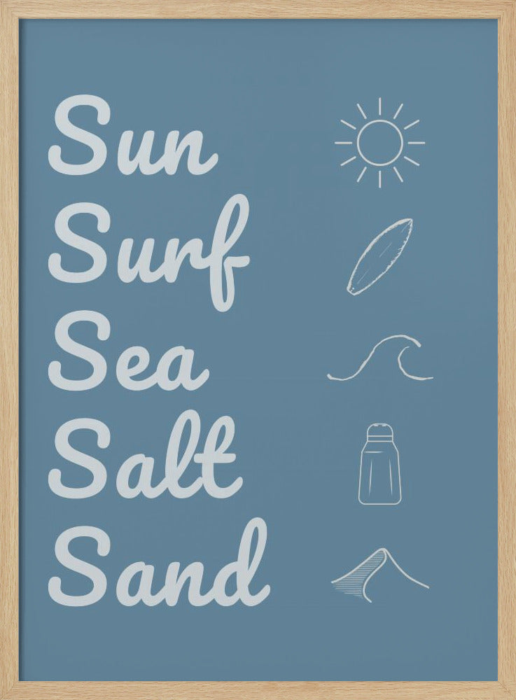 Sun Surf Sea Salt Sand Dark Blue | Poster