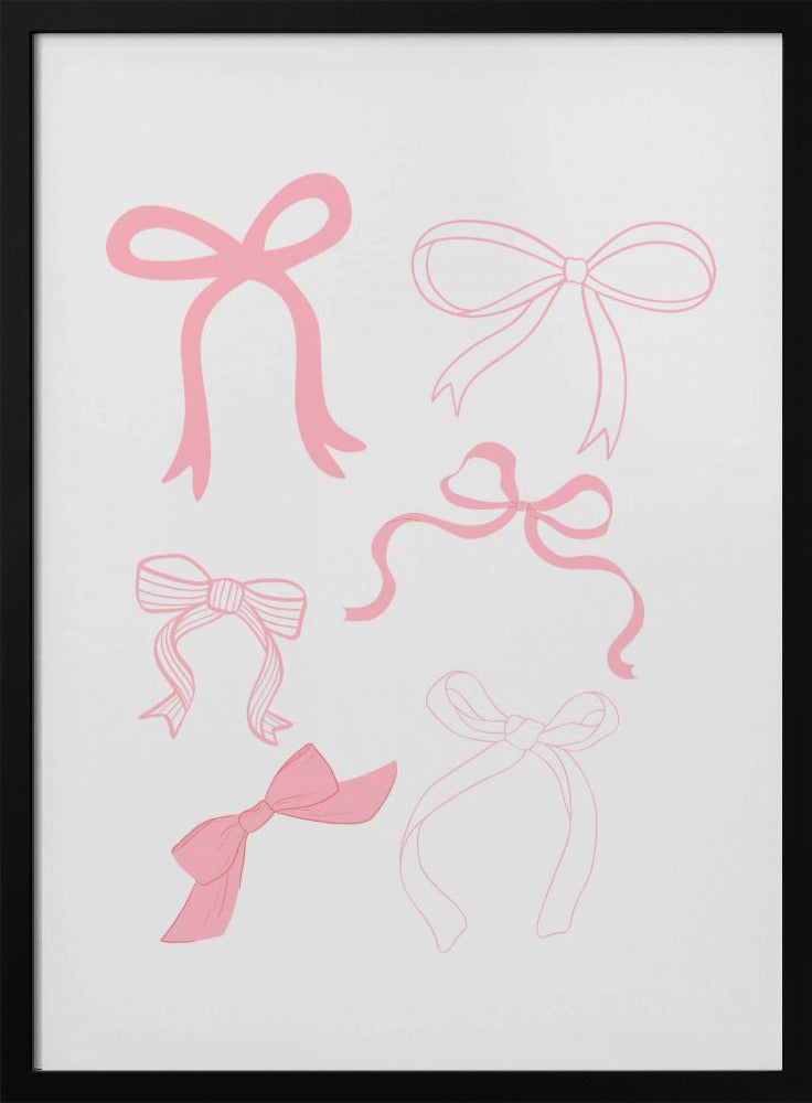 Six Pink Bows In Various Styles | Poster