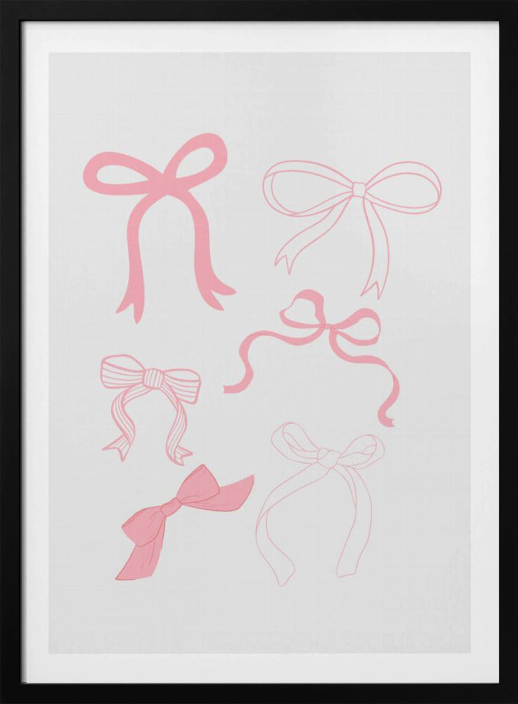 Six Pink Bows In Various Styles | Poster
