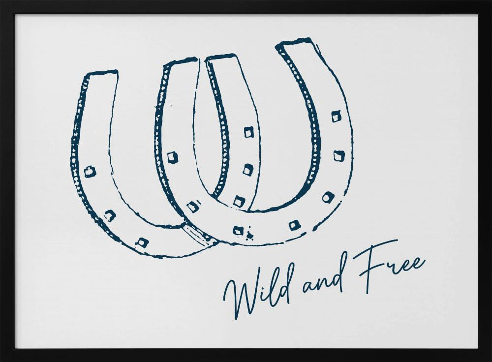 Horseshoe Wild and Free Navy Blue | Poster