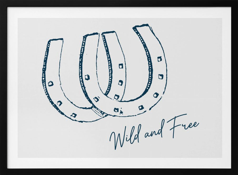 Horseshoe Wild and Free Navy Blue | Poster