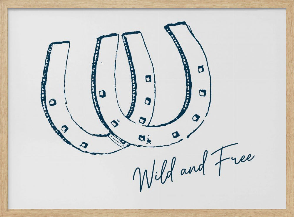 Horseshoe Wild and Free Navy Blue | Poster