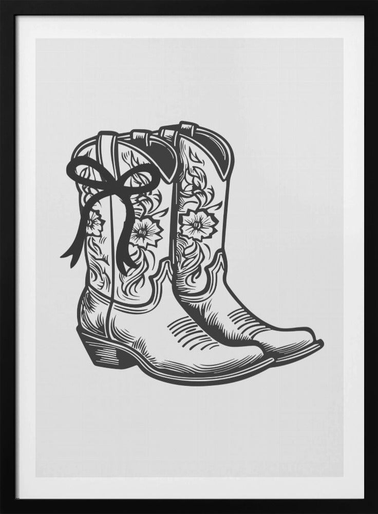 Black Cowgirl Boots with Bow | Poster