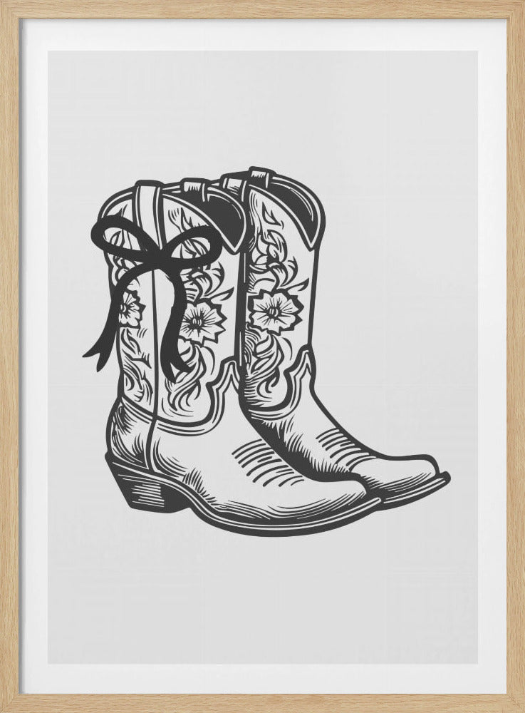 Black Cowgirl Boots with Bow | Poster