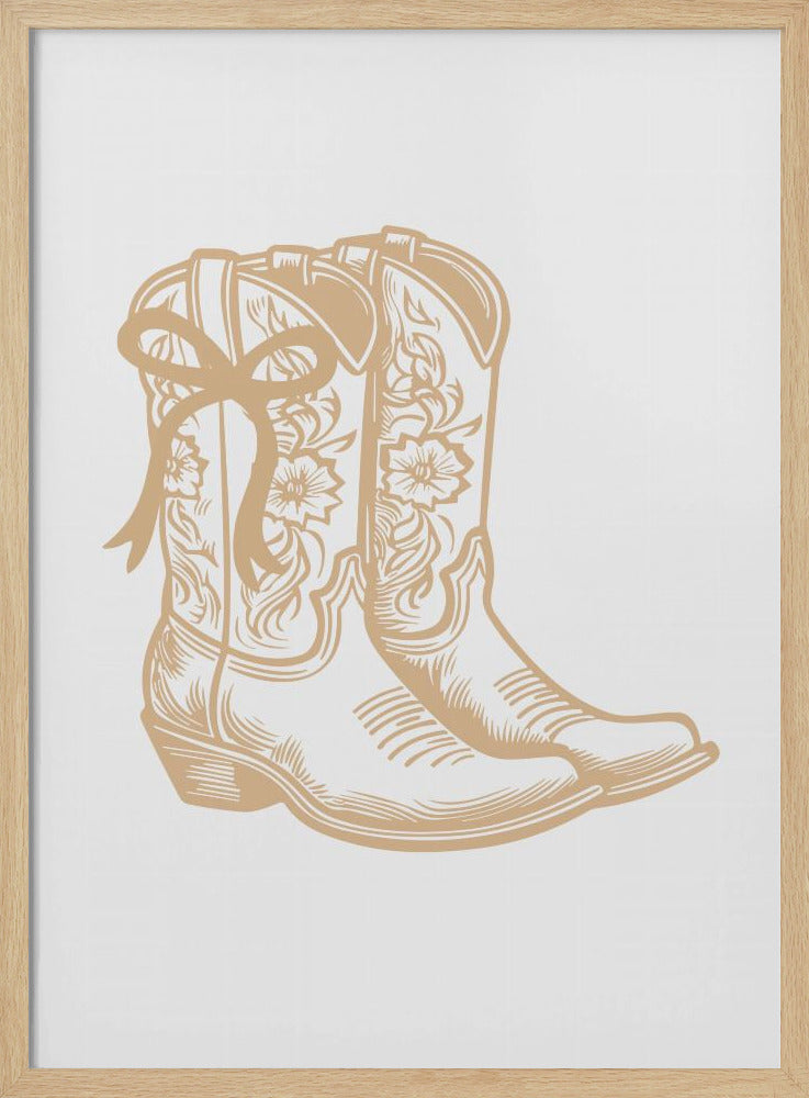 Neutral Cowgirl Boots with Bow | Poster