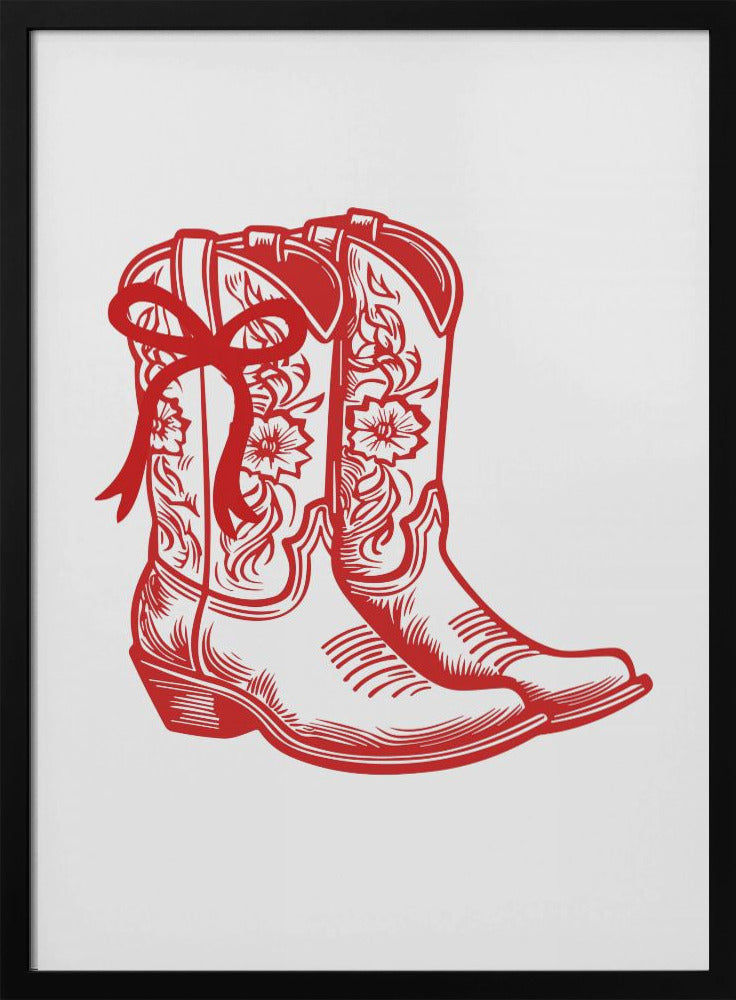 Red Cowgirl Boots with Bow | Poster