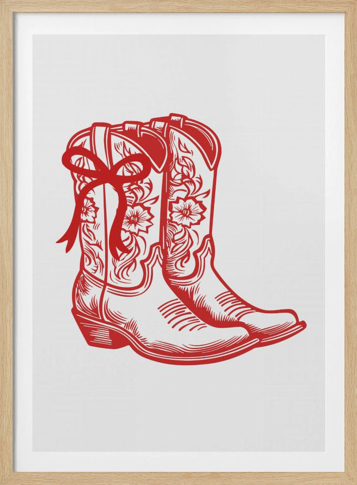 Red Cowgirl Boots with Bow | Poster