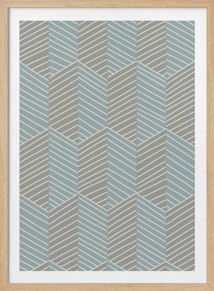 Floral Heritage herringbone grey-blue pattern | Poster