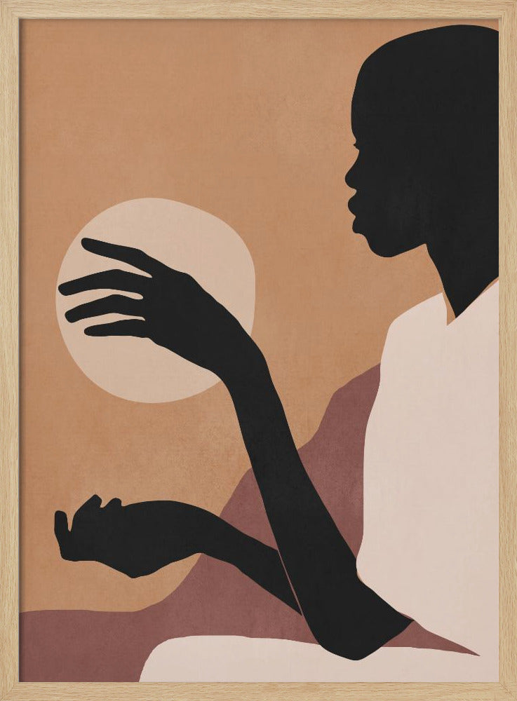 Minimal Abstract Art Sunset Girl | Poster