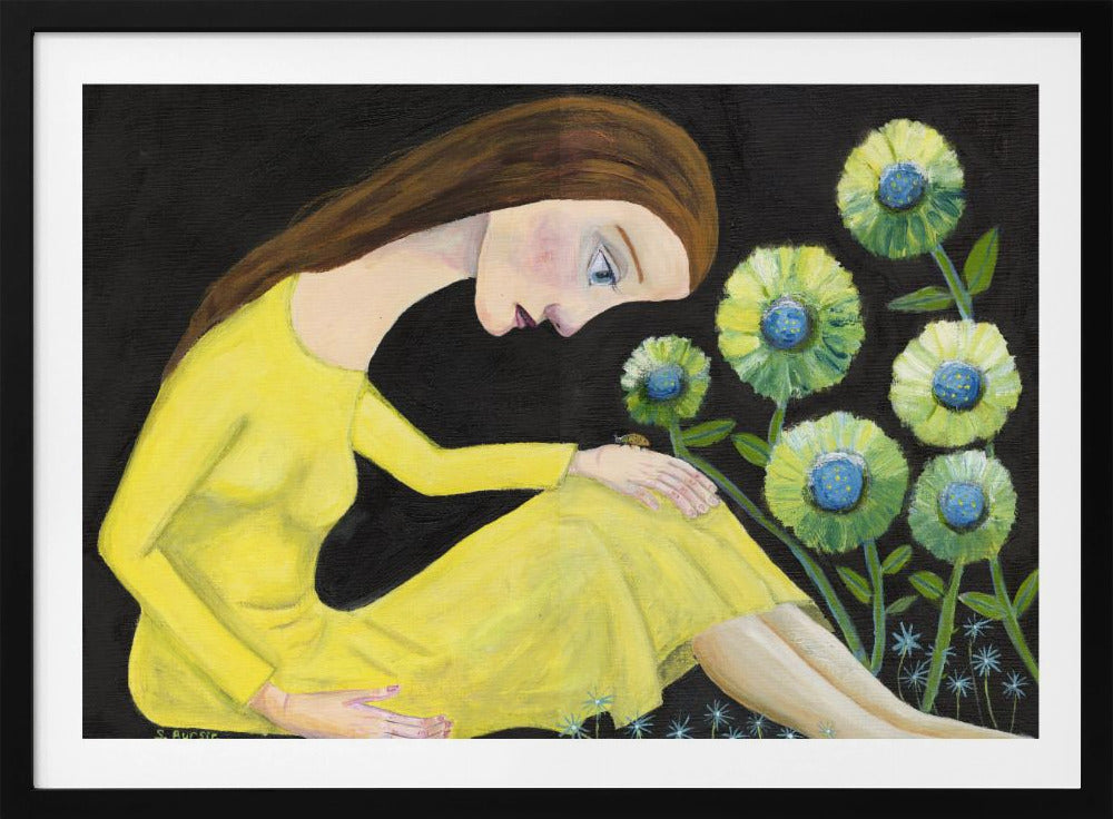 Lady in the garden with lady bug | Poster