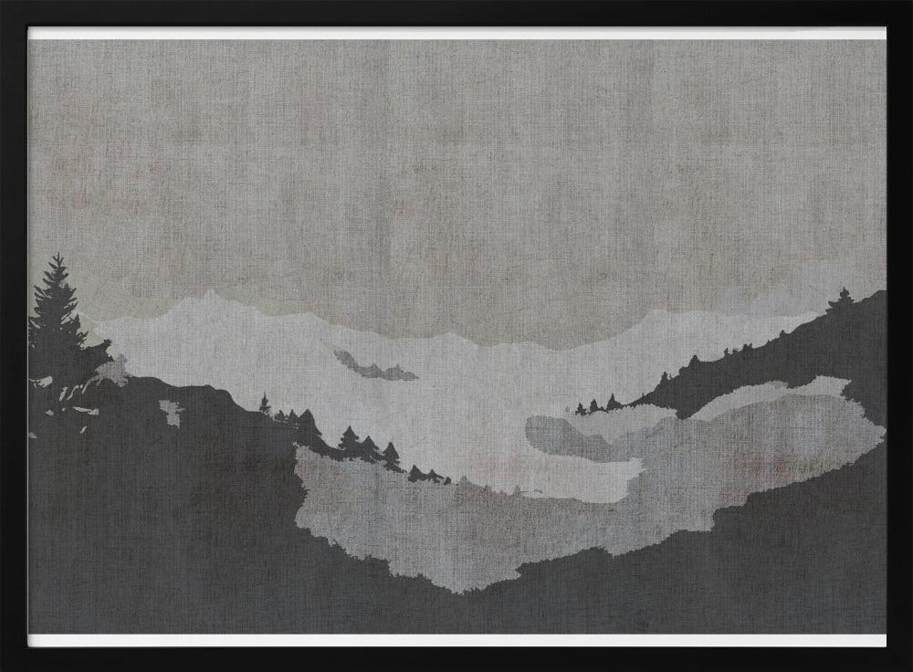 Misty Lake Landscape in Ink Wash Style | Poster