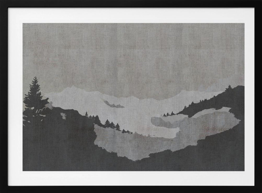 Misty Lake Landscape in Ink Wash Style | Poster