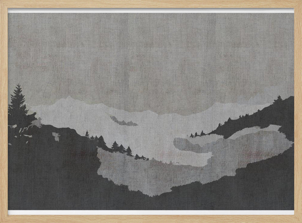 Misty Lake Landscape in Ink Wash Style | Poster