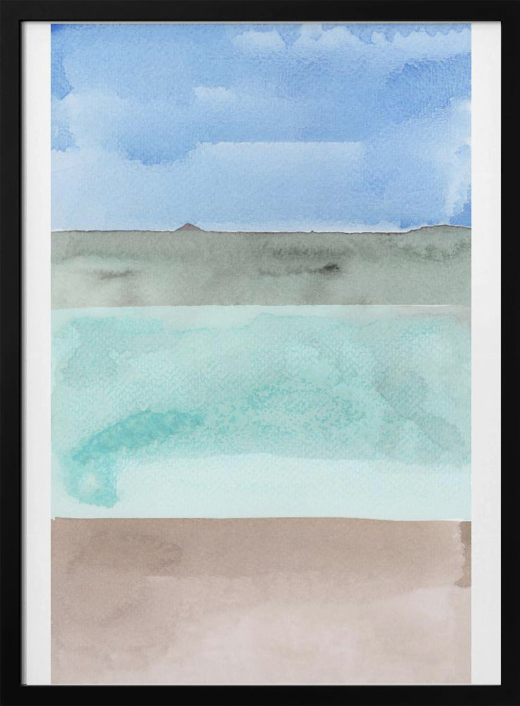 Abstract Horizontal Bands Of Blue,Green And Beige | Poster