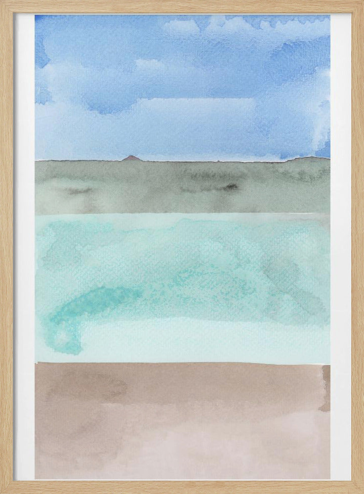 Abstract Horizontal Bands Of Blue,Green And Beige | Poster