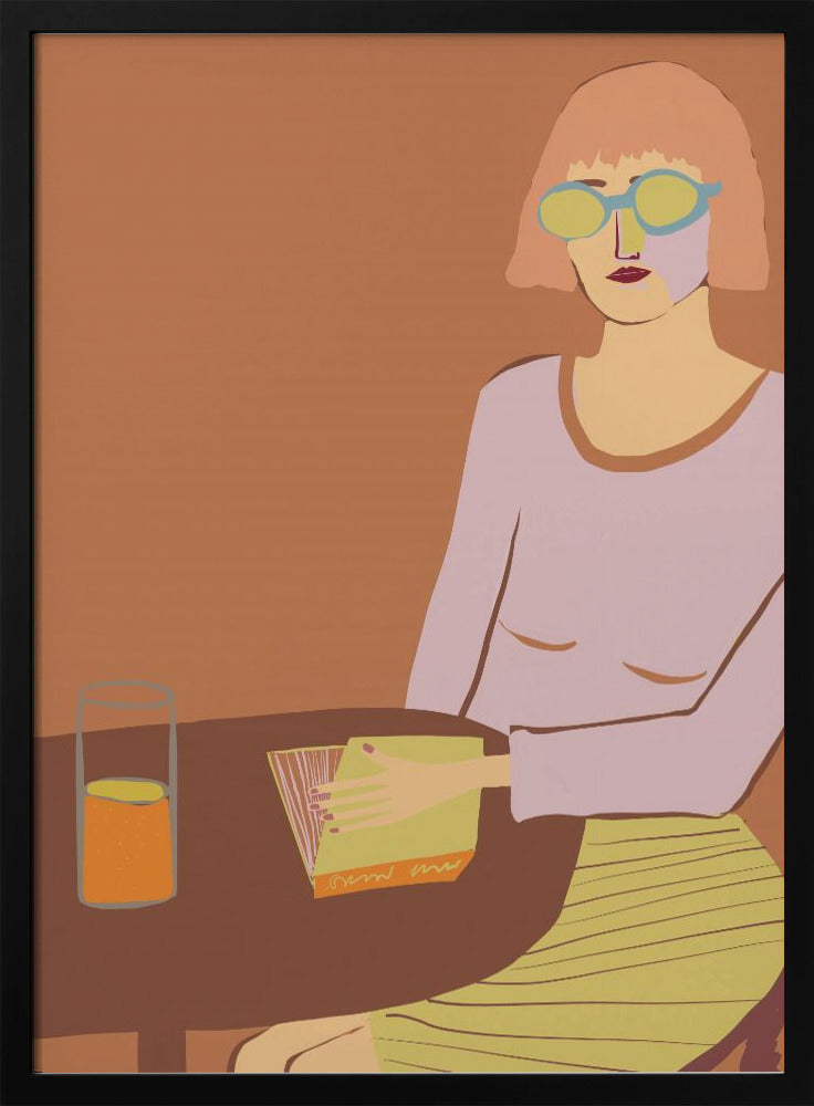 Lady reading with drink | Poster