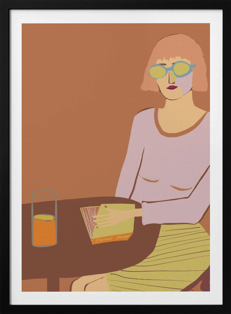 Lady reading with drink | Poster