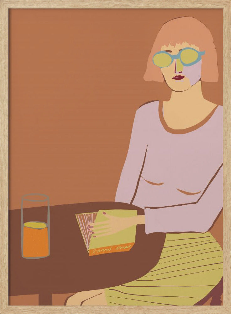 Lady reading with drink | Poster