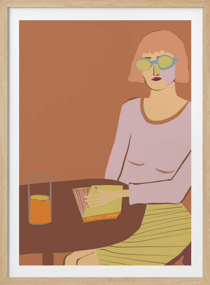 Lady reading with drink | Poster