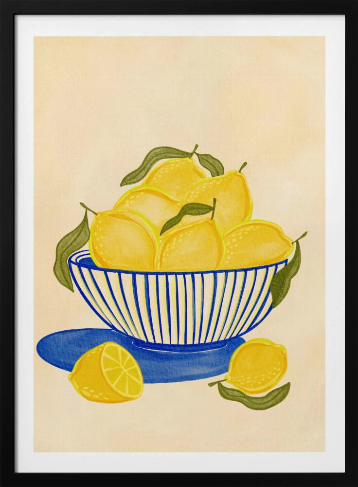 Bowl Of Vibrant Yellow Lemons | Poster