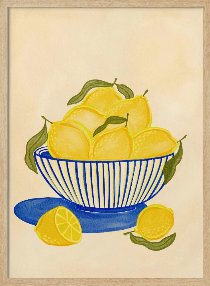 Bowl Of Vibrant Yellow Lemons | Poster