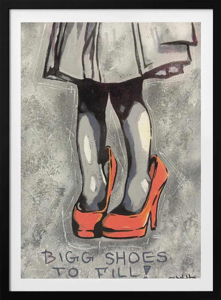 Child Wearing Oversized Red High Heels | Poster