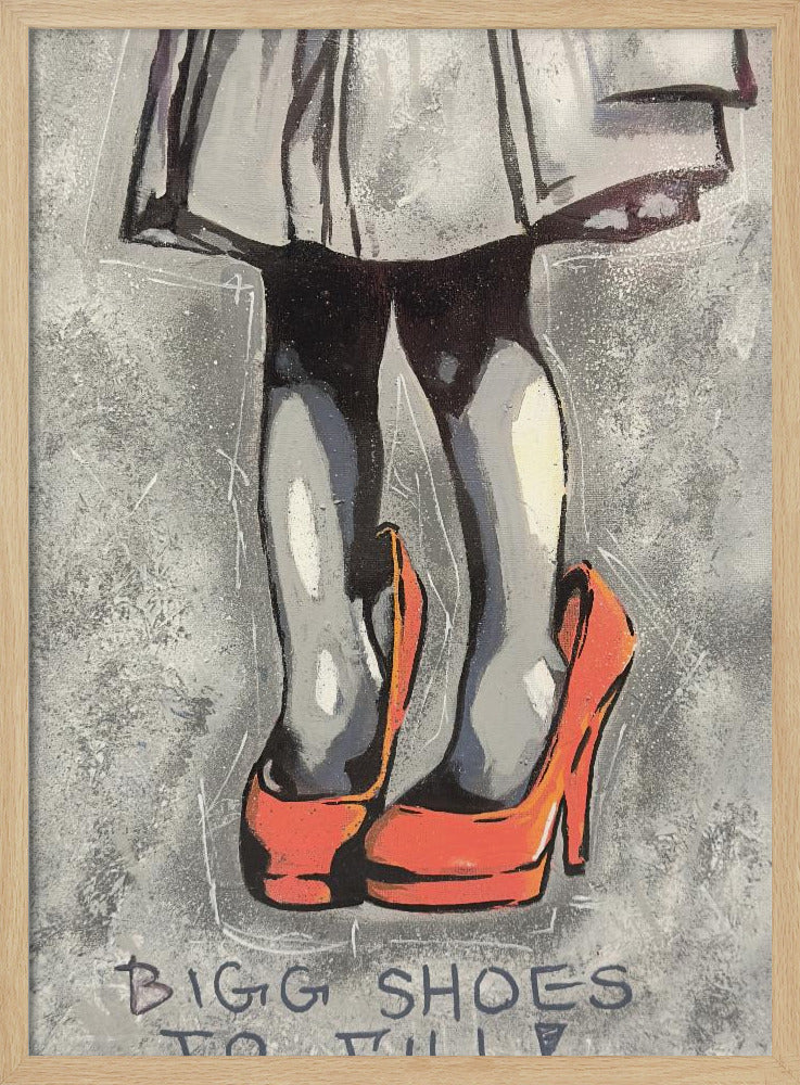 Child Wearing Oversized Red High Heels | Poster