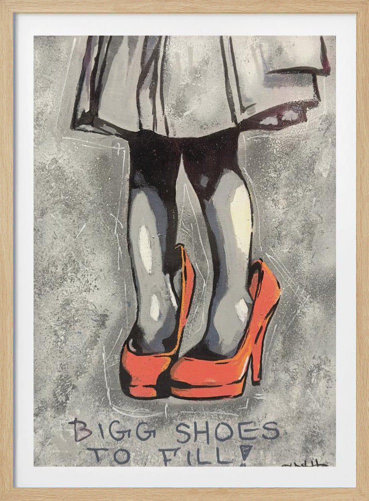 Child Wearing Oversized Red High Heels | Poster