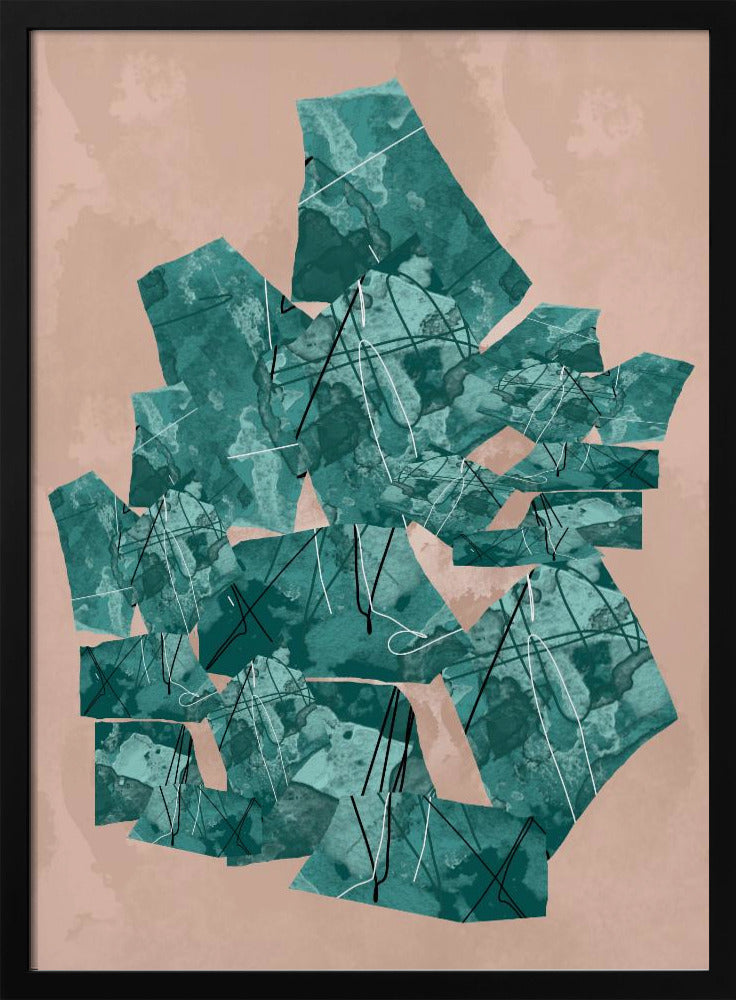 Green Geometric Shapes With Textured Patterns | Poster