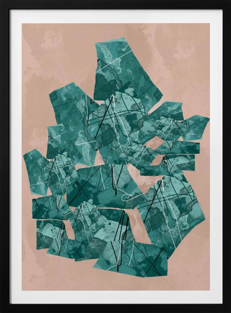 Green Geometric Shapes With Textured Patterns | Poster
