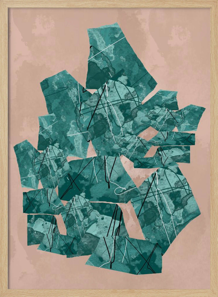 Green Geometric Shapes With Textured Patterns | Poster