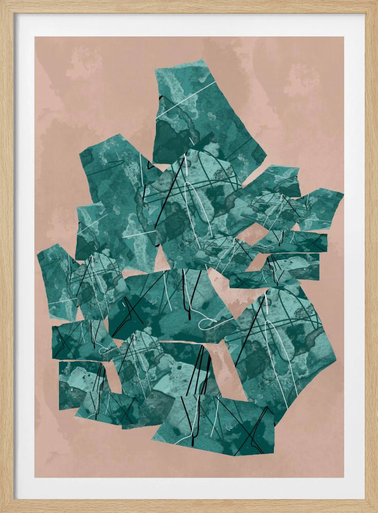 Green Geometric Shapes With Textured Patterns | Poster