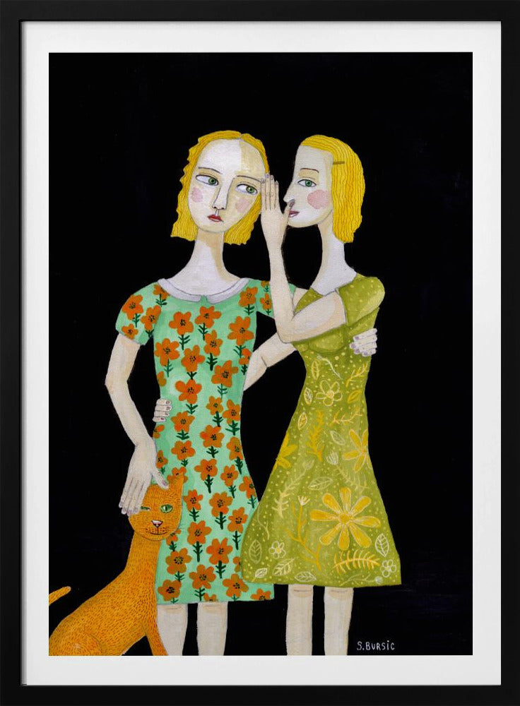 Best friends with their ginger cat | Poster