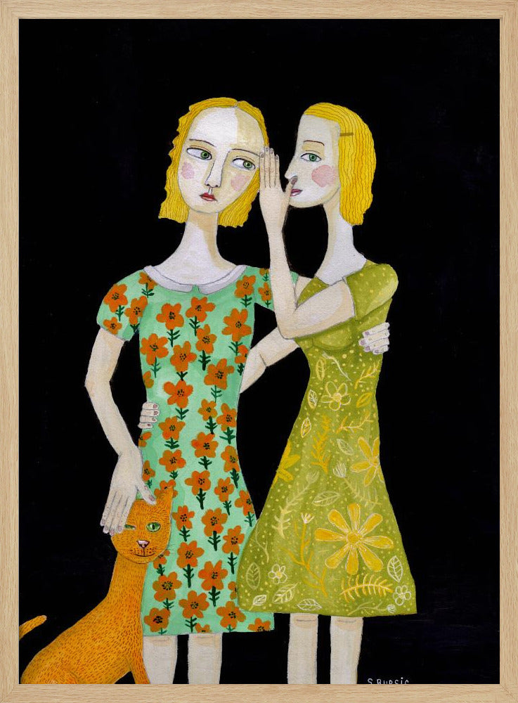 Best friends with their ginger cat | Poster