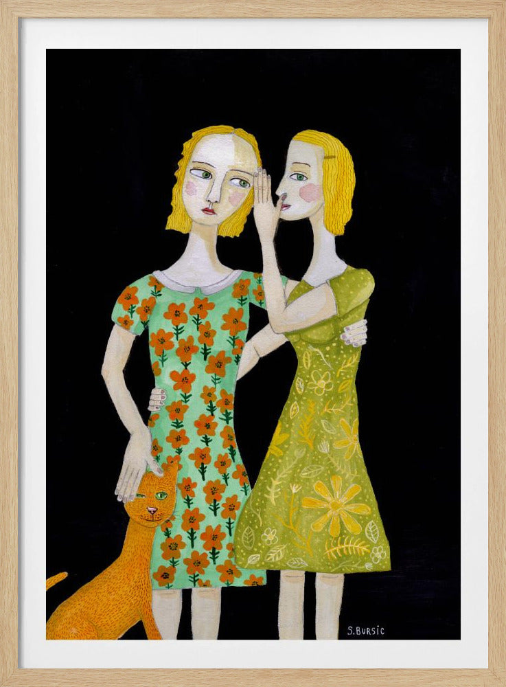 Best friends with their ginger cat | Poster