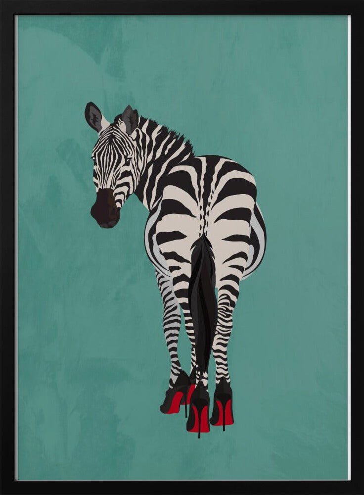 Zebra in heels teal | Poster