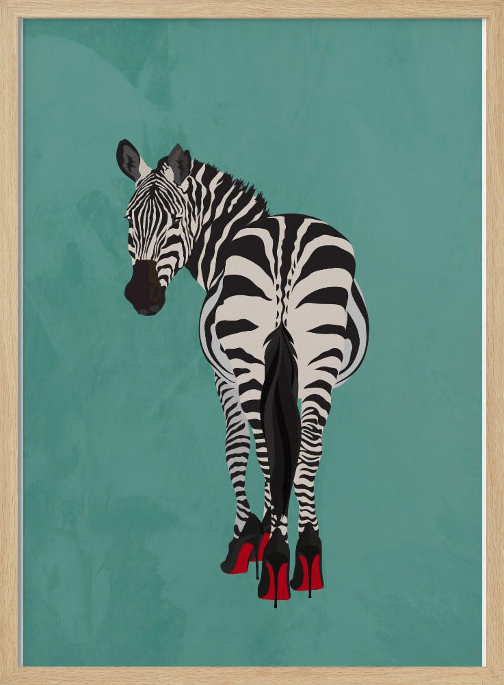Zebra in heels teal | Poster