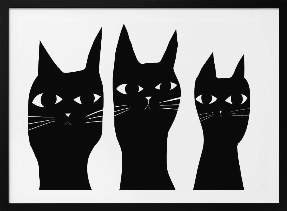 Three black cats peeking cat | Poster