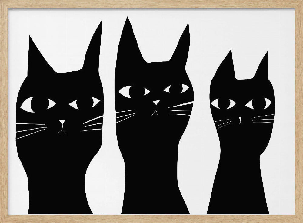 Three black cats peeking cat | Poster