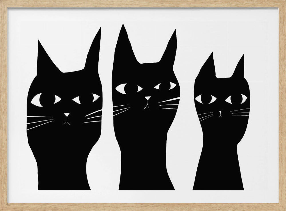 Three black cats peeking cat | Poster