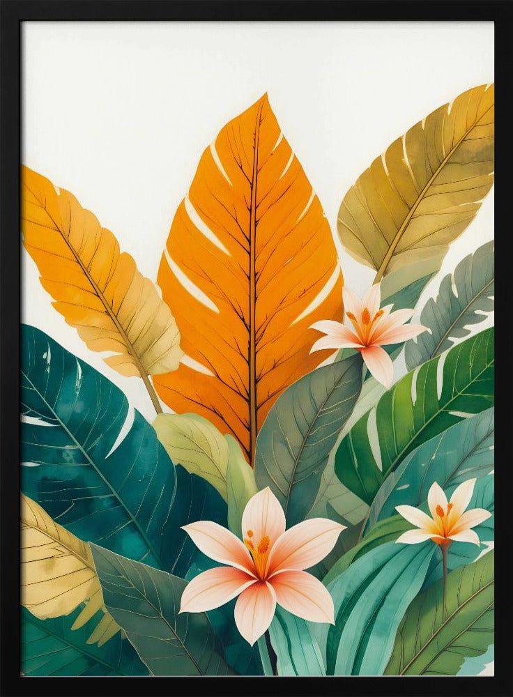 Tropical Leaves And Delicate Flowers | Poster