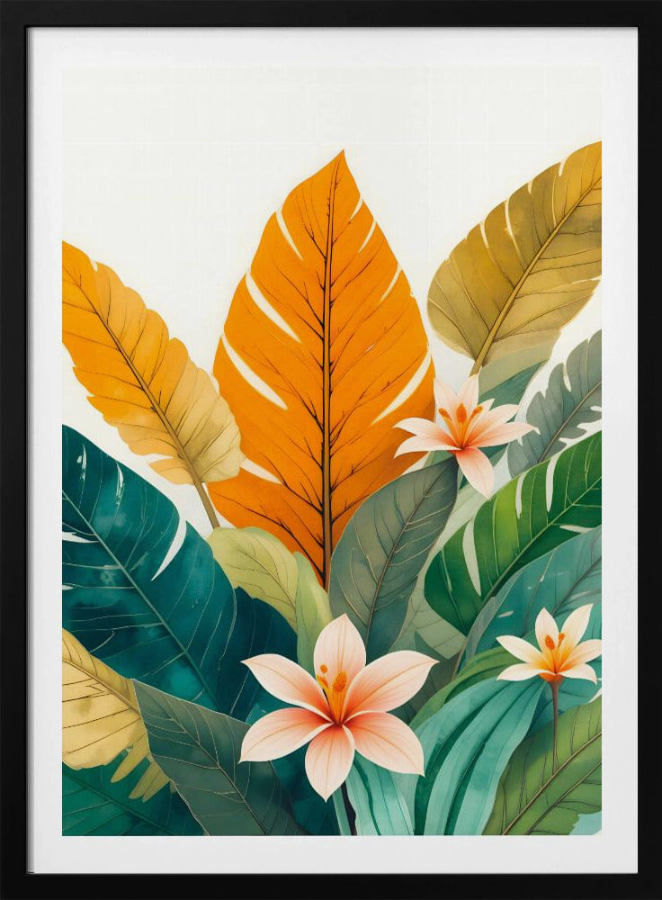 Tropical Leaves And Delicate Flowers | Poster