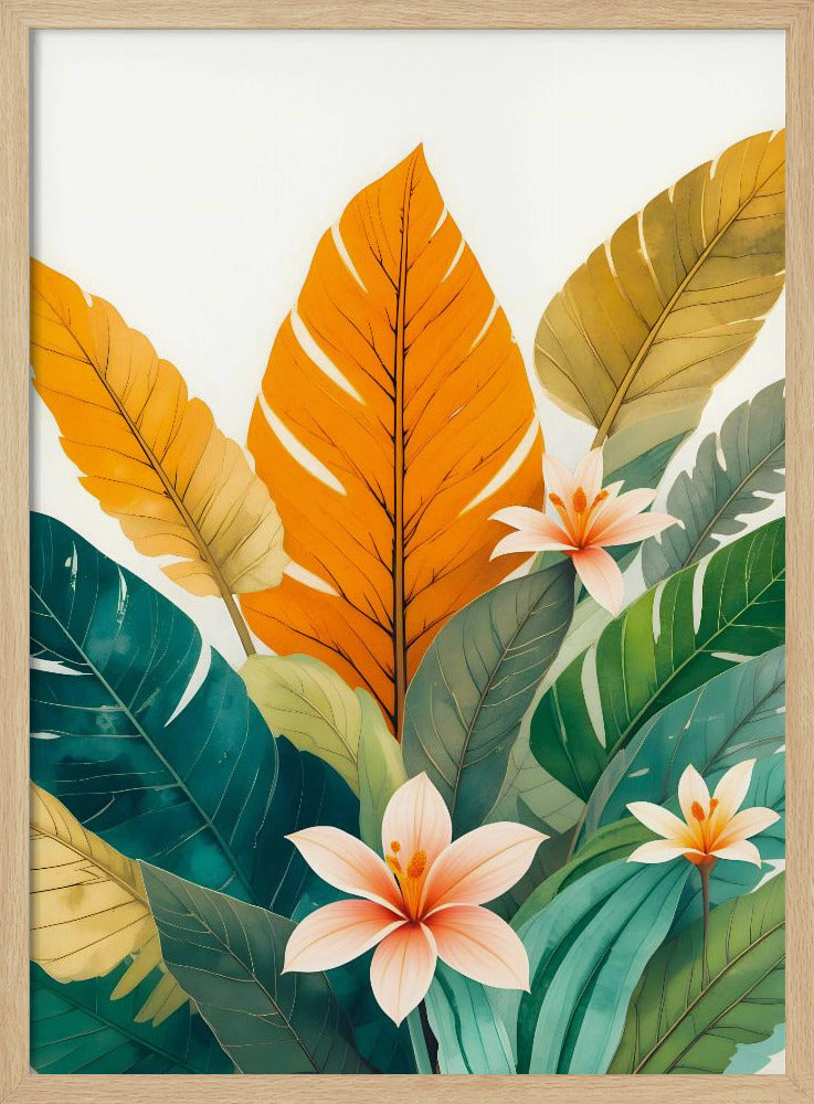 Tropical Leaves And Delicate Flowers | Poster