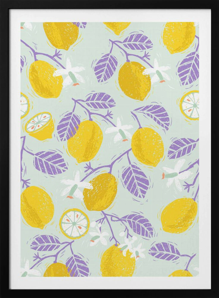 Yellow Lemons with Purple Leaves | Poster